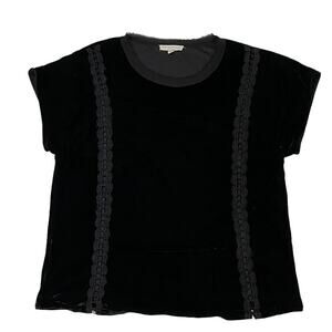 Current Air Velvet Short Sleeve Top - Black - Medium